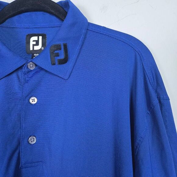 Footjoy Mens Performance Golf Polo Shirt Size XL Blue Stretch Preppy Sporty Logo - Picture 3 of 6